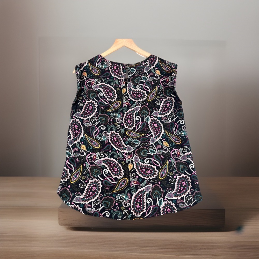 LOFT Outlet Womens Blouse Small‎ Petite SP Paisley Sleeveless Top Multicolor 665